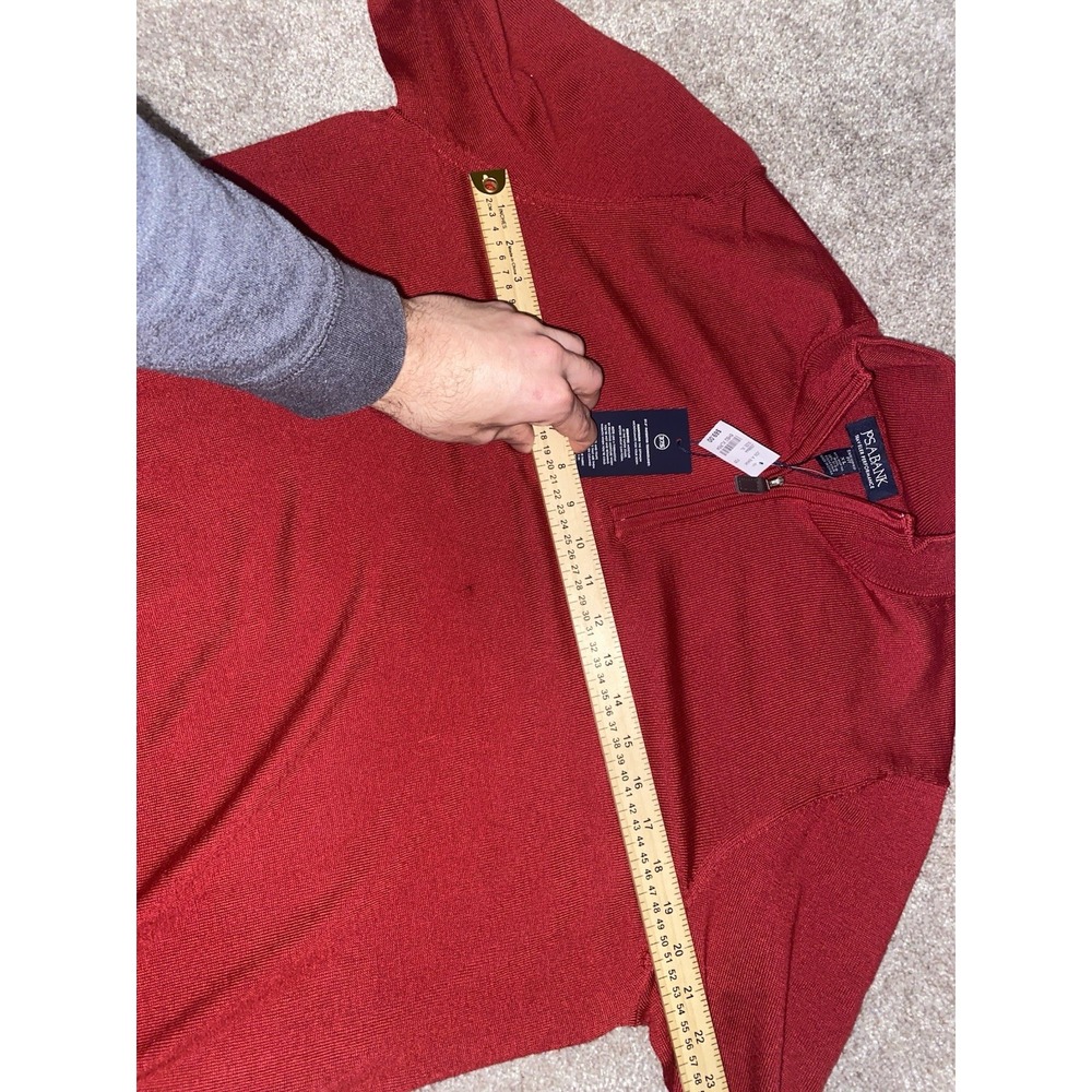 Jos. A Bank Merino Wool/Polyester 1/4 Zip Sweater Red Mens XL Preppy Casual NWT - Picture 9 of 11